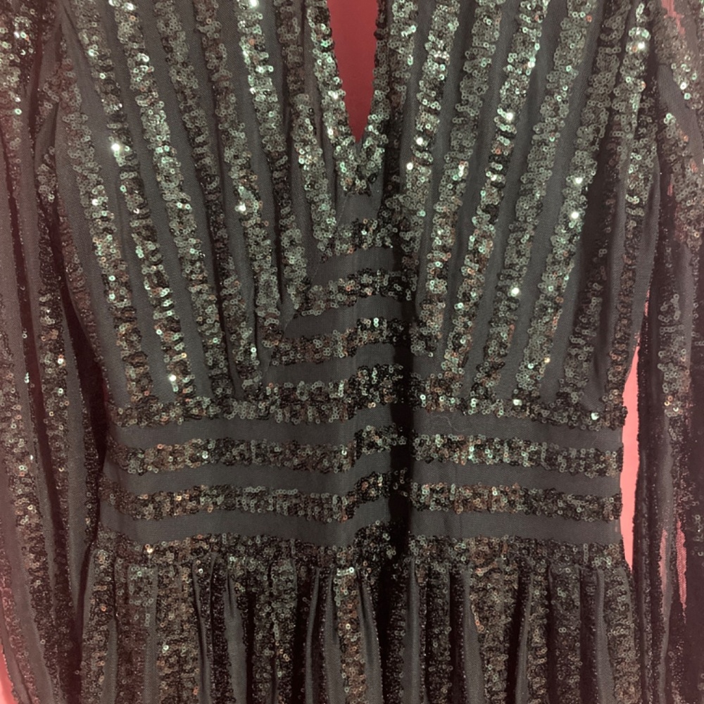 NEW Anthropologie Size 10 Green Sequined Open-Back Mini Dress Sequin PARTY - Picture 4 of 6
